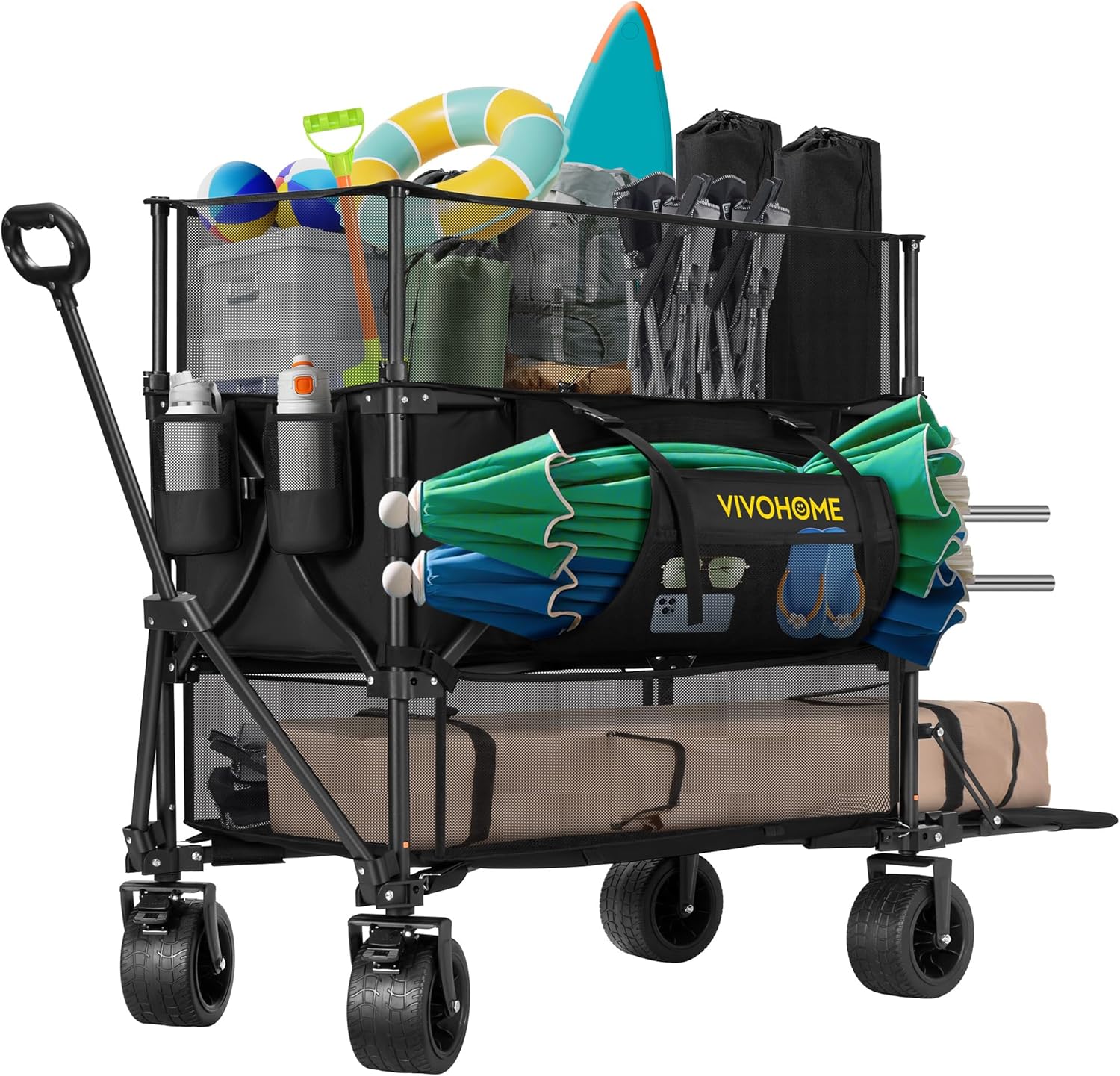 VIVOHOME 500L Large Capacity Double Decker Utility Wagon