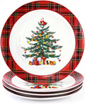 Ceramic Christmas Tree Dinner Plates Set of 4 for Holiday Cheer