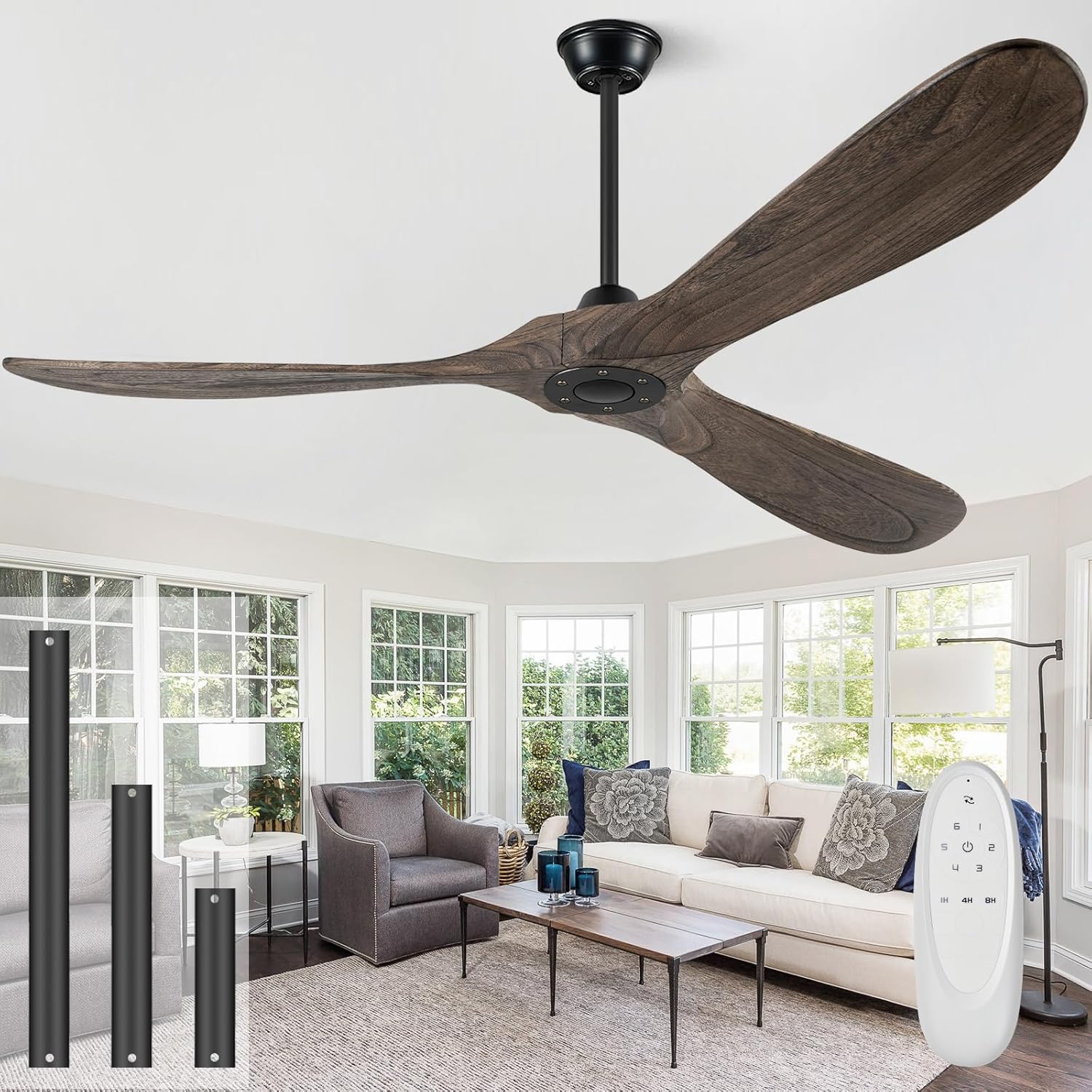 Eliora 52 Inch Ceiling Fan Without Lights for Outdoor Spaces
