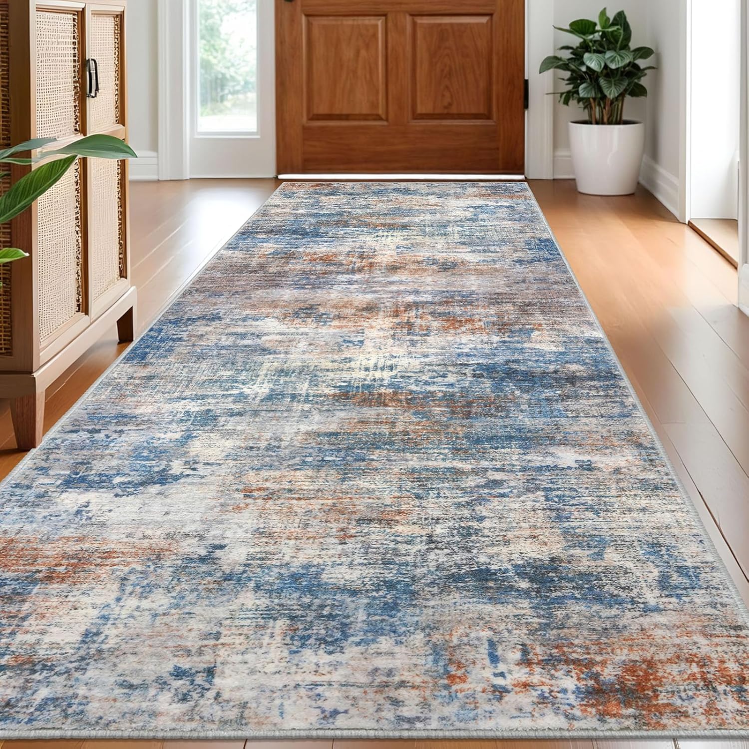 IOHOUZE Abstract Runner Rug 3x8 Ft for Hallways and Kitchens