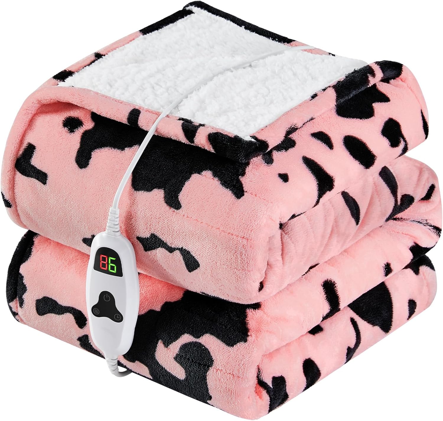 Cow Print Heated Electric Blanket Throw for Cozy Comfort