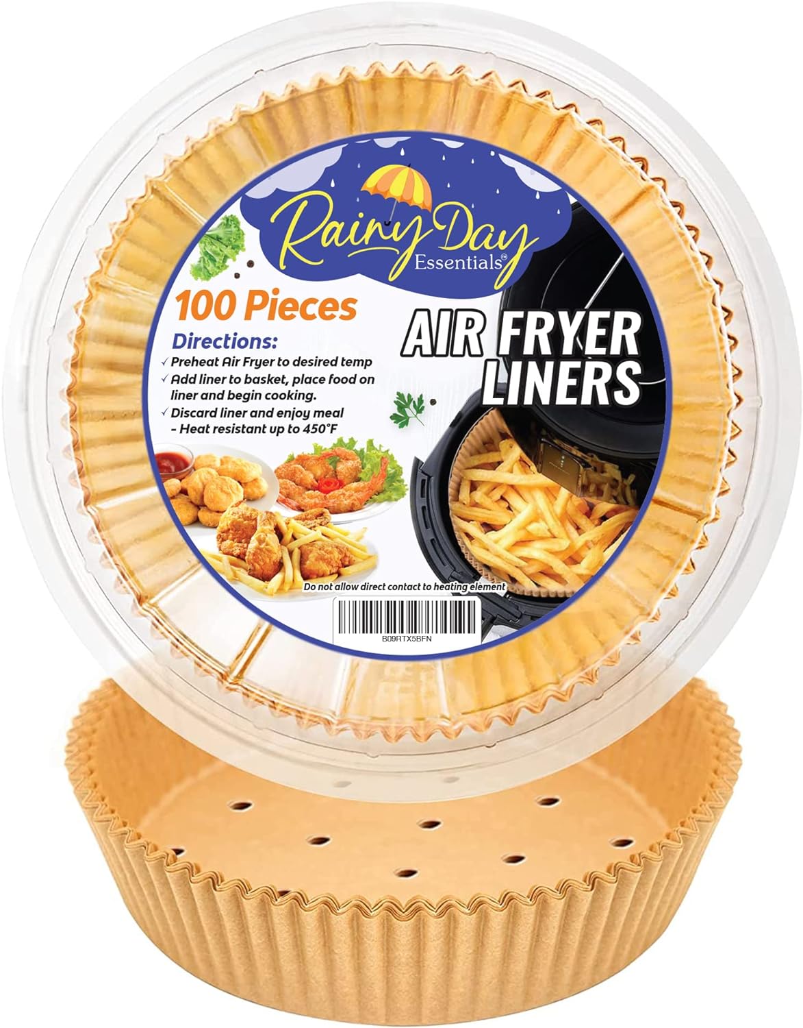 Oil-Proof Air Fryer Liners - 100pcs, 6.3 Round