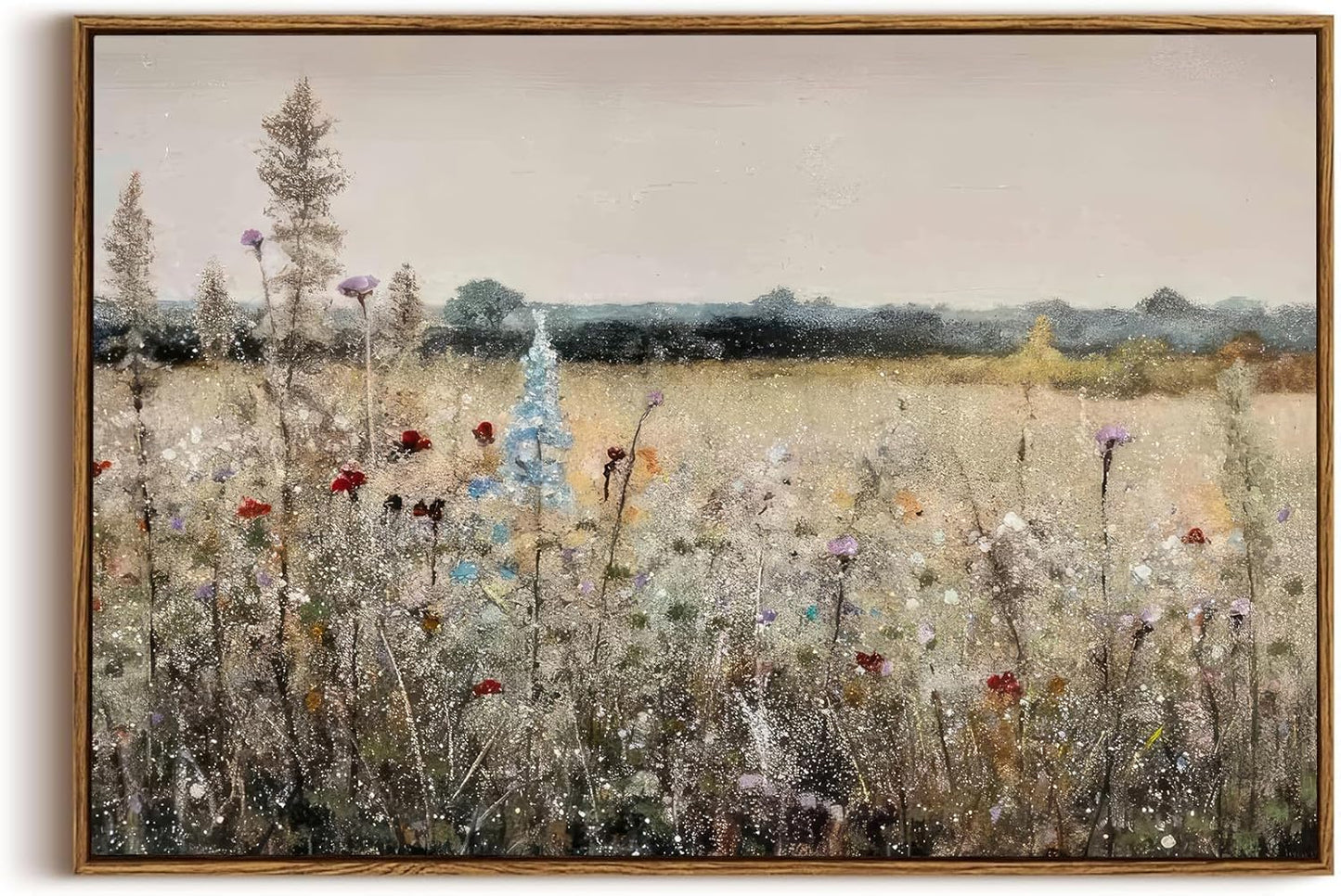 Vintage Wildflowers Landscape Wall Art for Home Decor