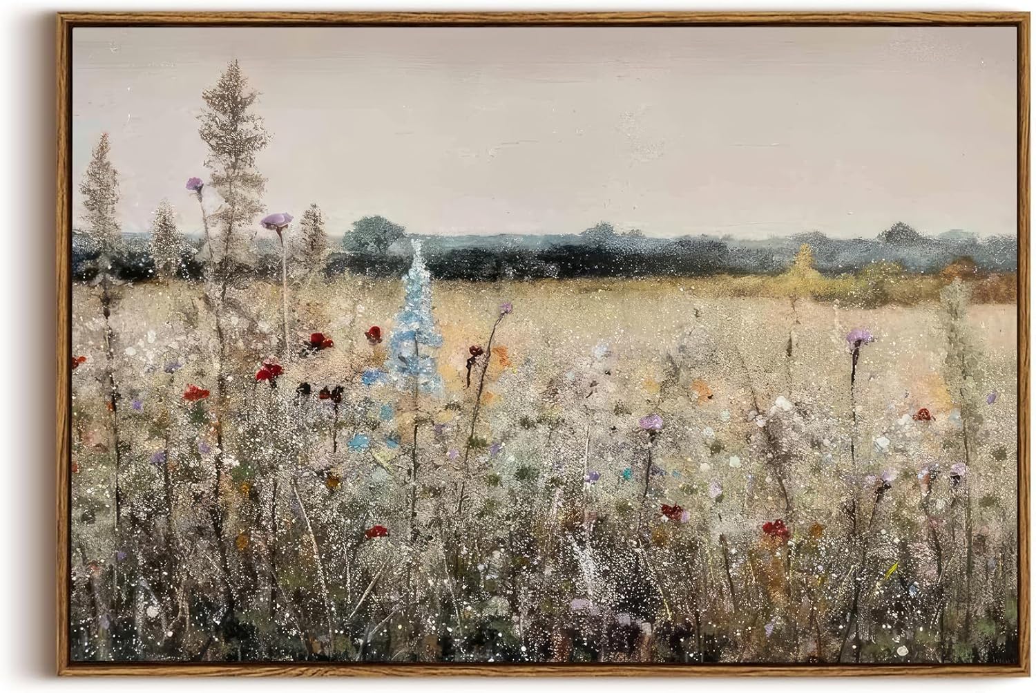 Vintage Wildflowers Landscape Wall Art for Home Decor