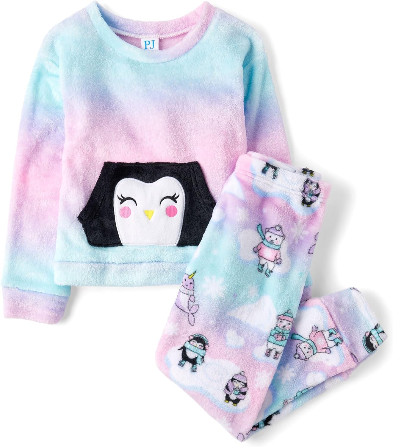 Cozy Fleece 2 Piece Pajama Set for Girls - Long Sleeve Top & Bottoms
