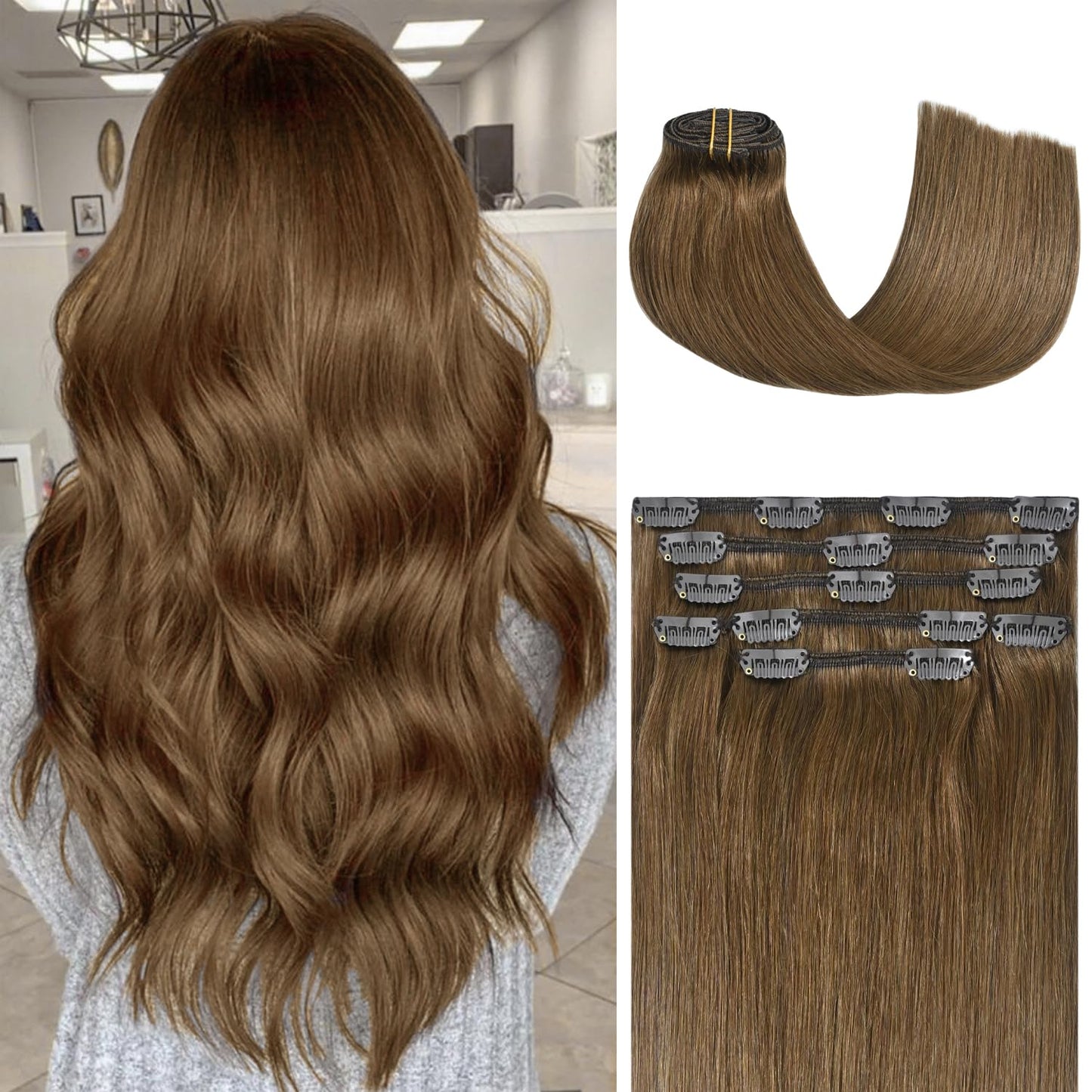 Honsoo Chestnut Brown Clip In Hair Extensions for Gorgeous Style