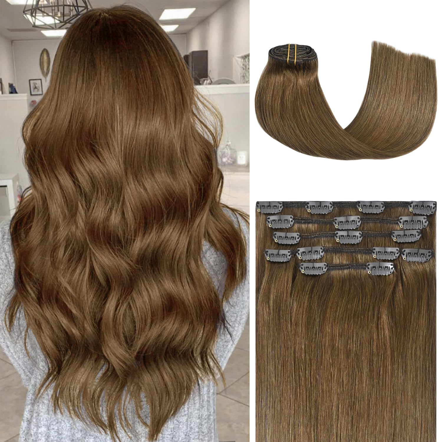 Honsoo Chestnut Brown Clip In Hair Extensions for Gorgeous Style