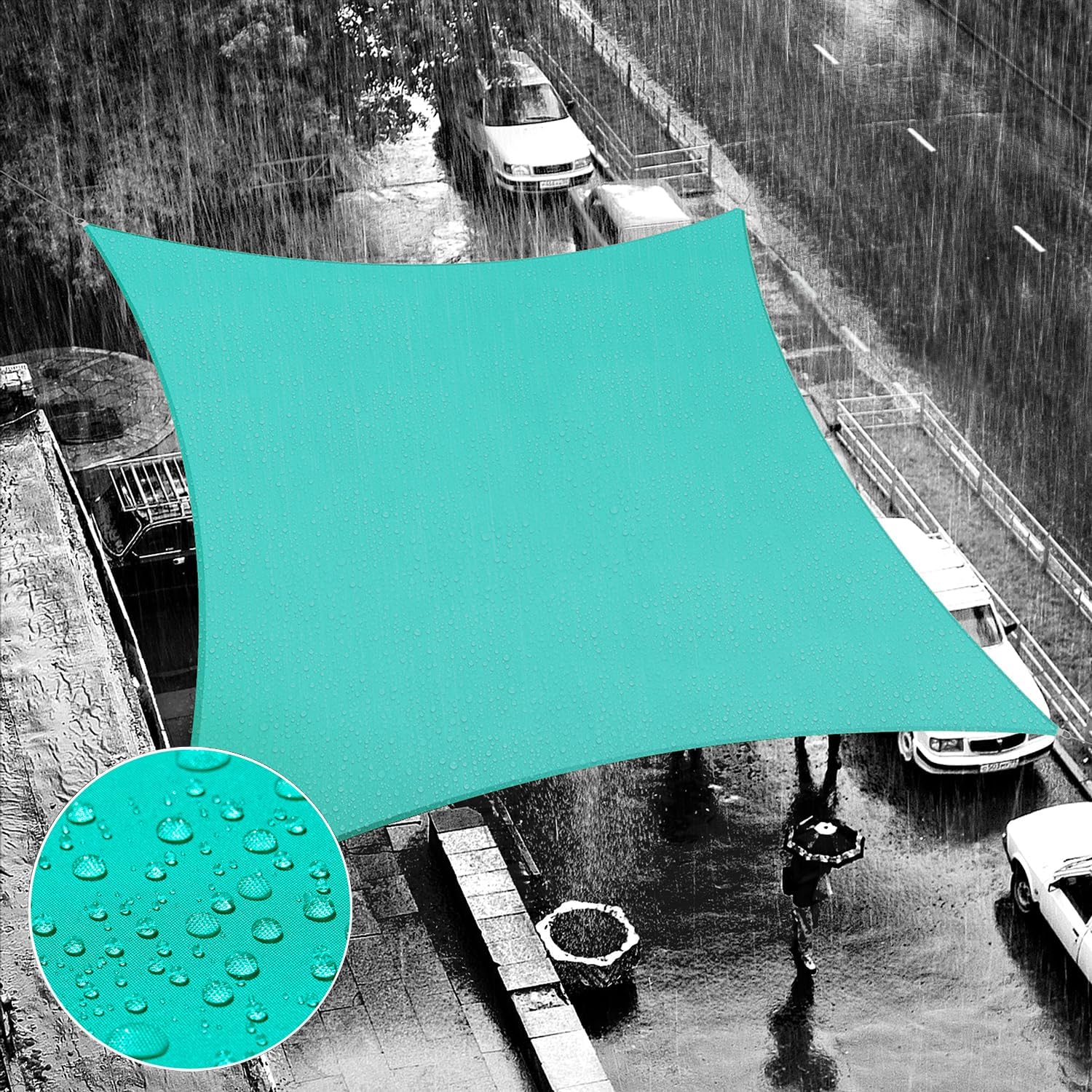 Turquoise Waterproof Shade Sail for Outdoor Patio and Garden