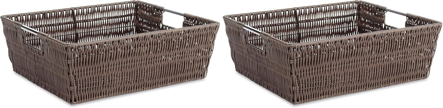 Whitmor Java Rattique Shelf Storage Tote Basket for Home Use
