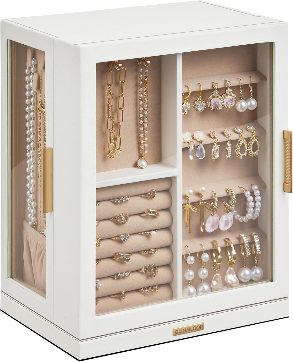 360 Rotating Jewelry Box with 5 Drawers for Elegant Storage