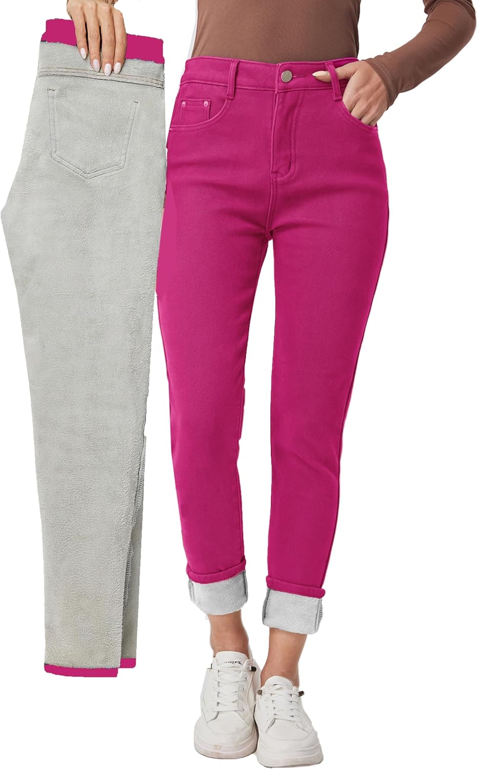 Winter Jeans Fleece Lined Thermal Thick Skinny Denim Pants