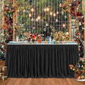 17ft Black Table Skirts for Rectangle Tables - Reusable Ruffle Skirt