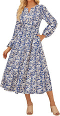 GRACE KARIN Women Fall Wedding Guest Floral Long Sleeve Maxi Dress