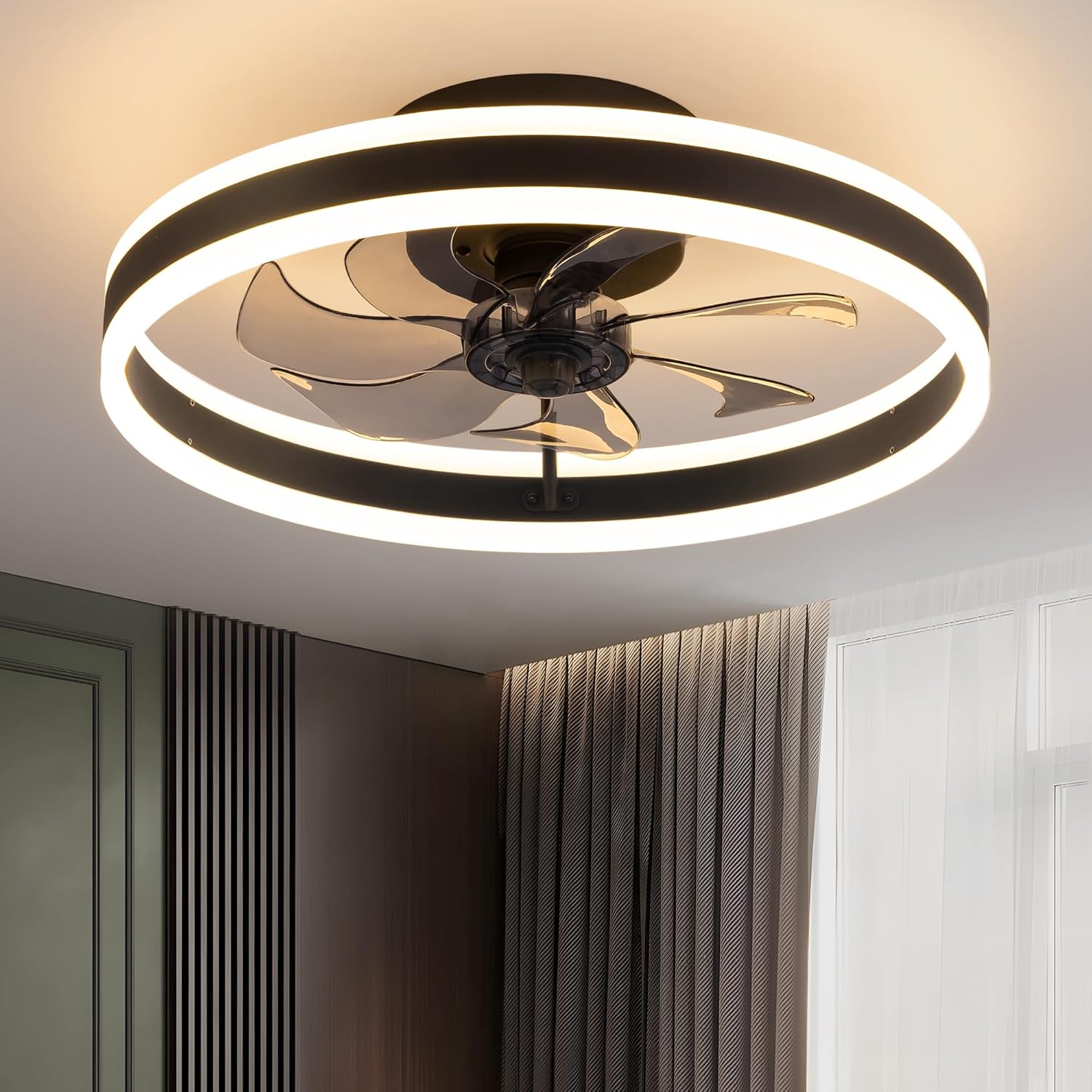 KDG 15.8 Low Profile LED Ceiling Fan with Light and Remote