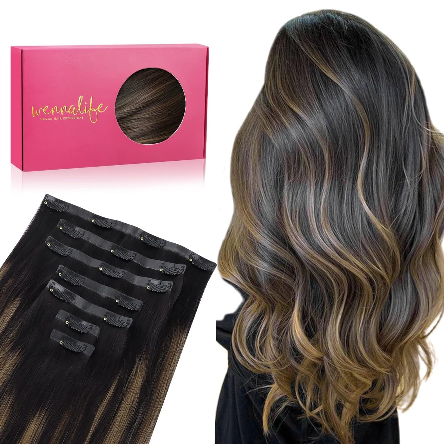 WENNALIFE Seamless Clip In Hair Extensions for Natural Look