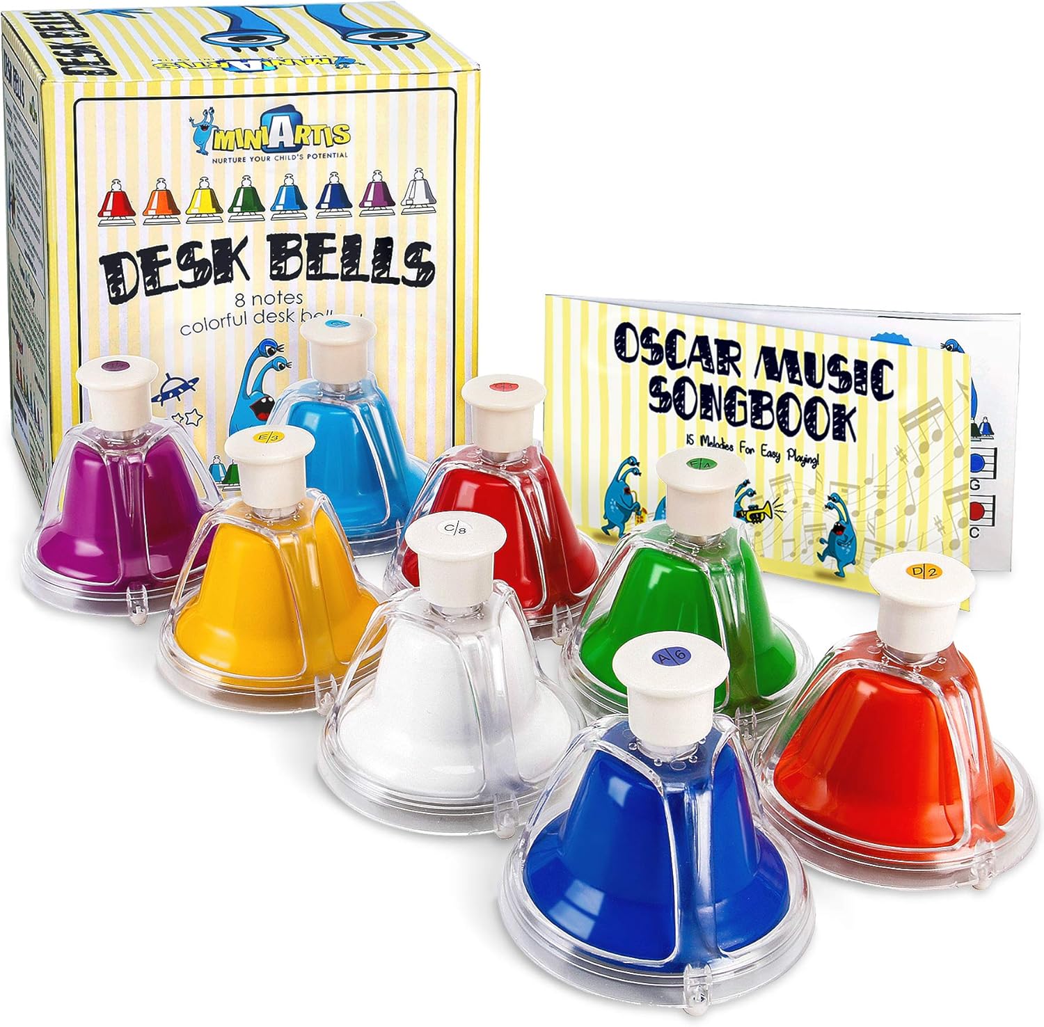 MINIARTIS Desk Bells for Kids - Colorful Musical Toy Set