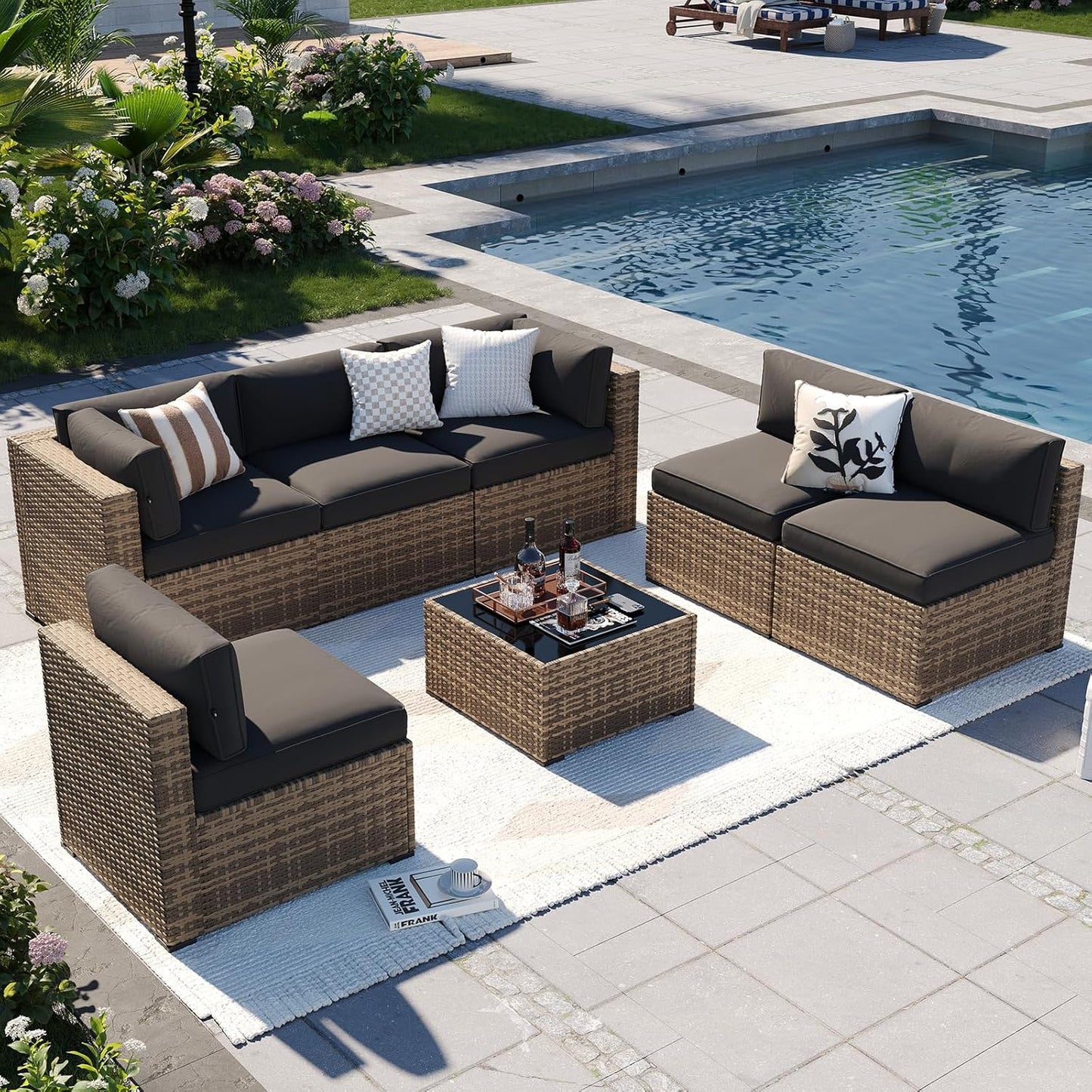 Aoxun Patio Furniture Sets: 7-Piece Outdoor Wicker Sofa Set