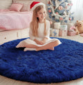 PAGISOFE Round Rugs 5Ft Fluffy Blue Rug - Soft Memory Foam
