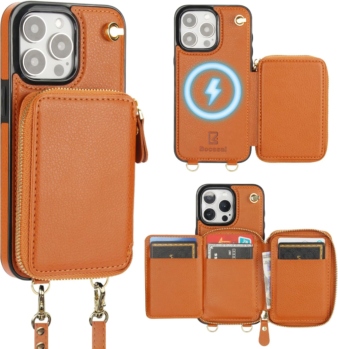 Bocasal MagSafe Crossbody Wallet Case for iPhone 15 Pro Max