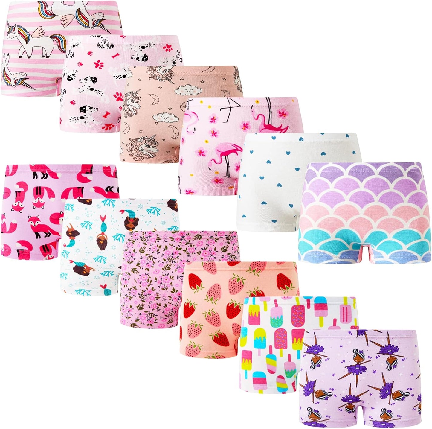 Winging Day Little Girls' Cotton Panties Soft Underwear Multipack