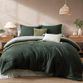 Monbix Queen Comforter Set - 7 Piece Deep Forest Queen Bedding Set