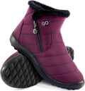 Snow Boots for Women Warm Fur Lined Ankle Booties - Waterproof Zip