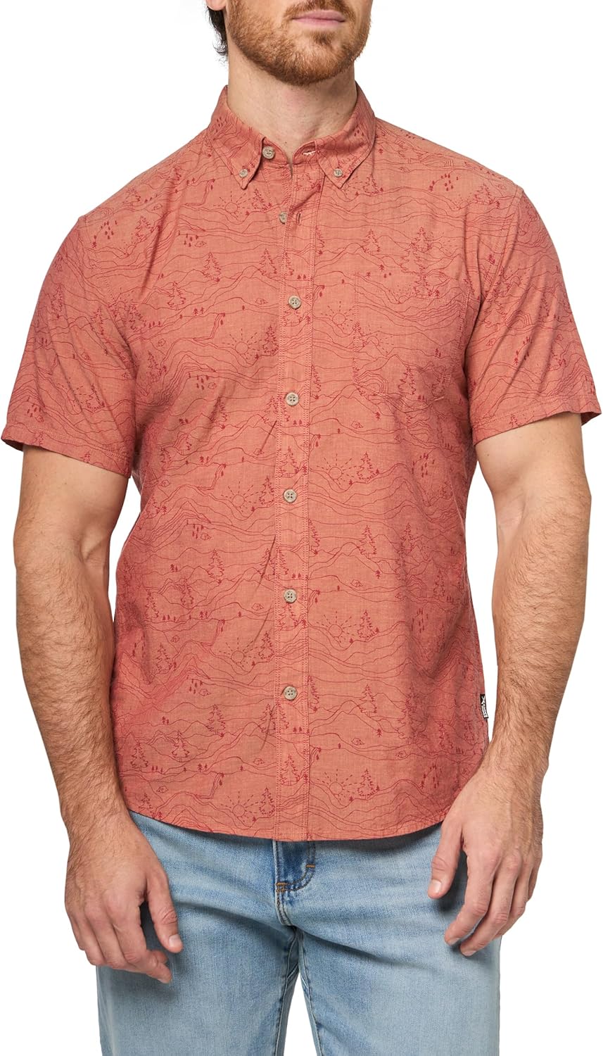 Eddie Bauer Mens Printed Baja Shirt - Classic Short-sleeve Style