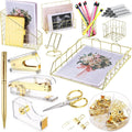 Desk Accessories Kit Organizer 13 Pcs - Elegant Gold Desk Set