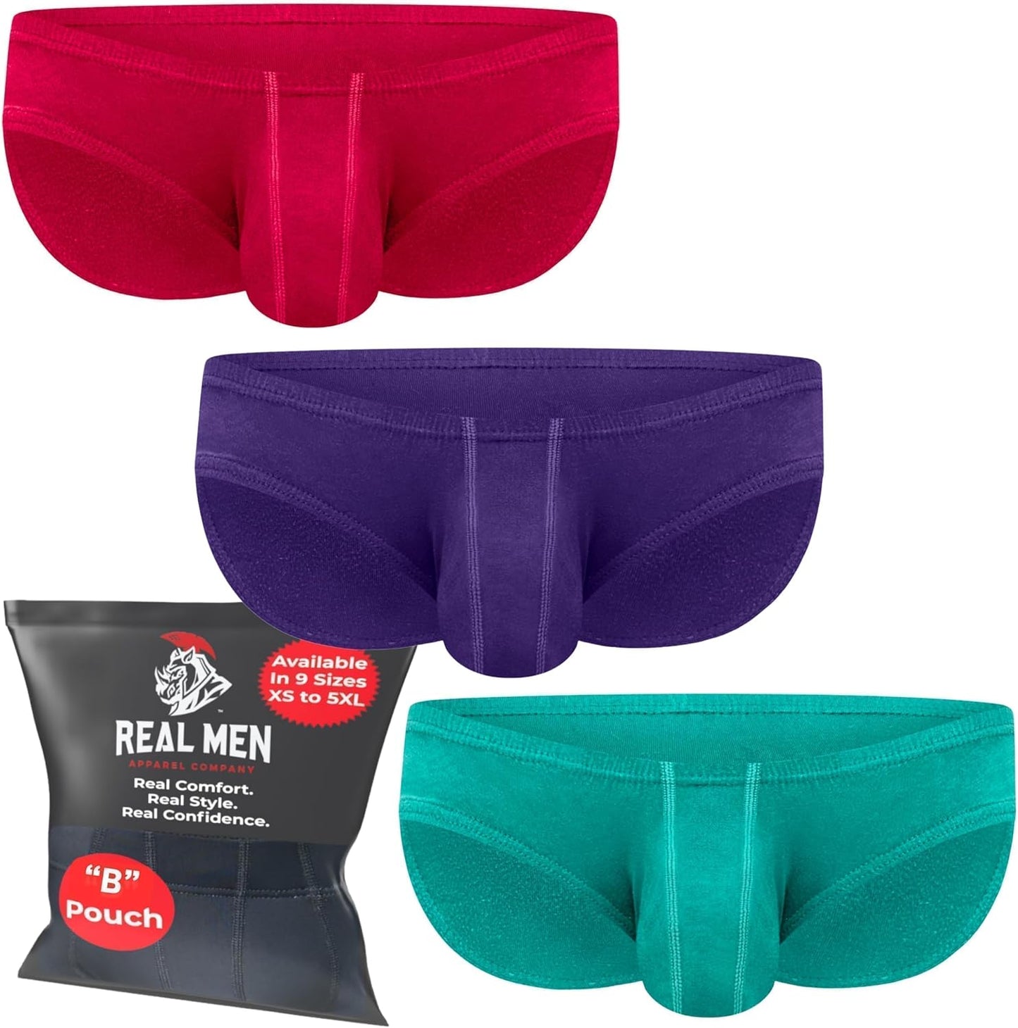 Real Men Ares-Accent Low-Rise Pouch Bikini Briefs for Comfort