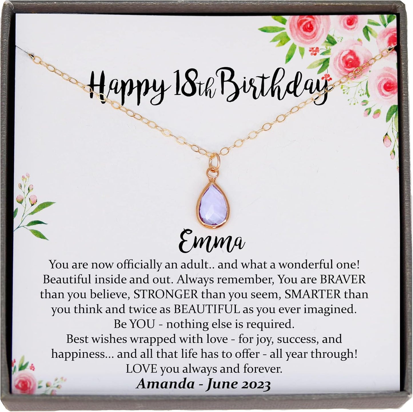 Be Wished Personalized 18th Birthday Necklace with Meaningful Message
