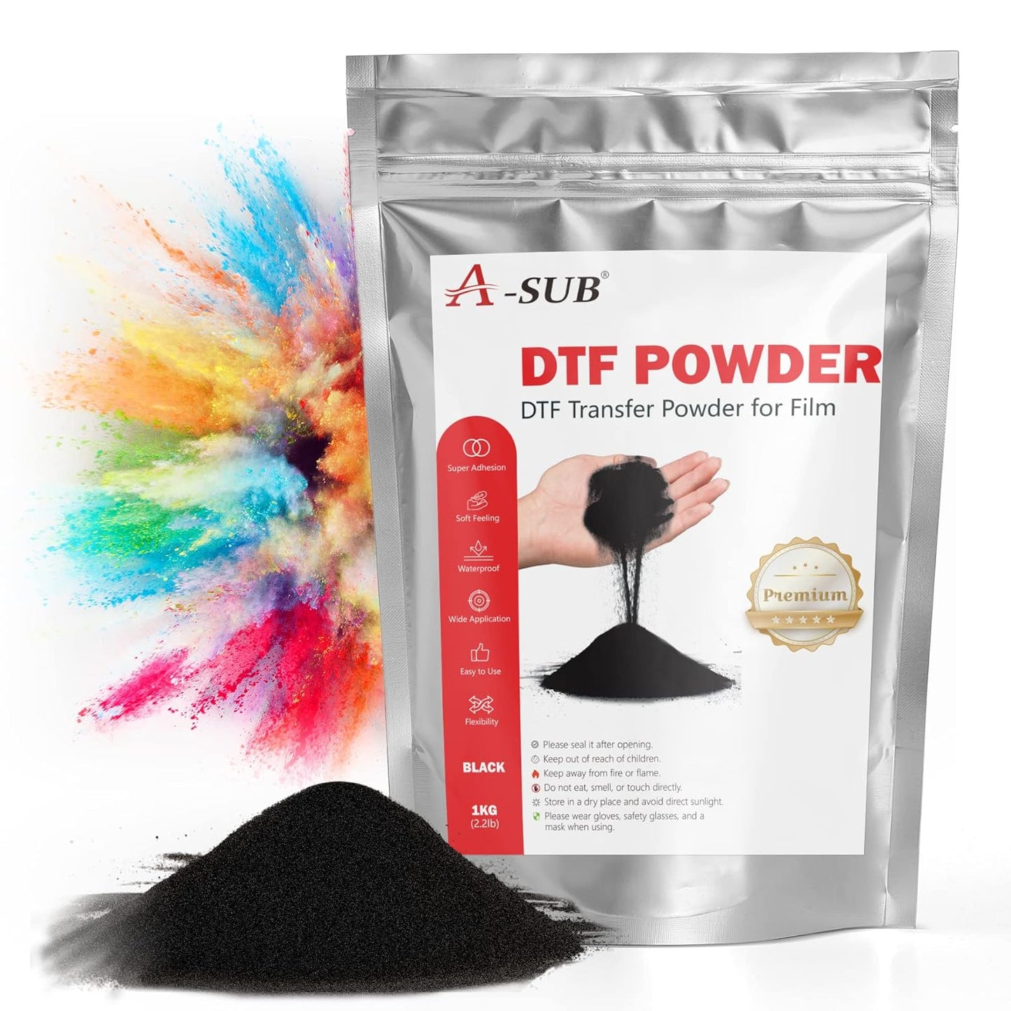 High Quality DTF Powder for Dark Fabrics - 35.3oz Black Transfer