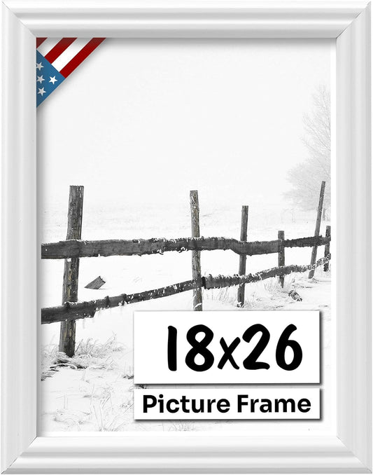 White 18x26 Picture Frame - Handmade Solid Wood Wall Decor