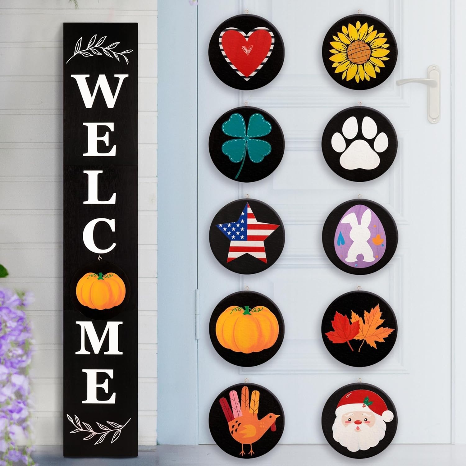Perfnique Welcome Sign for Front Porch Seasonal Decor