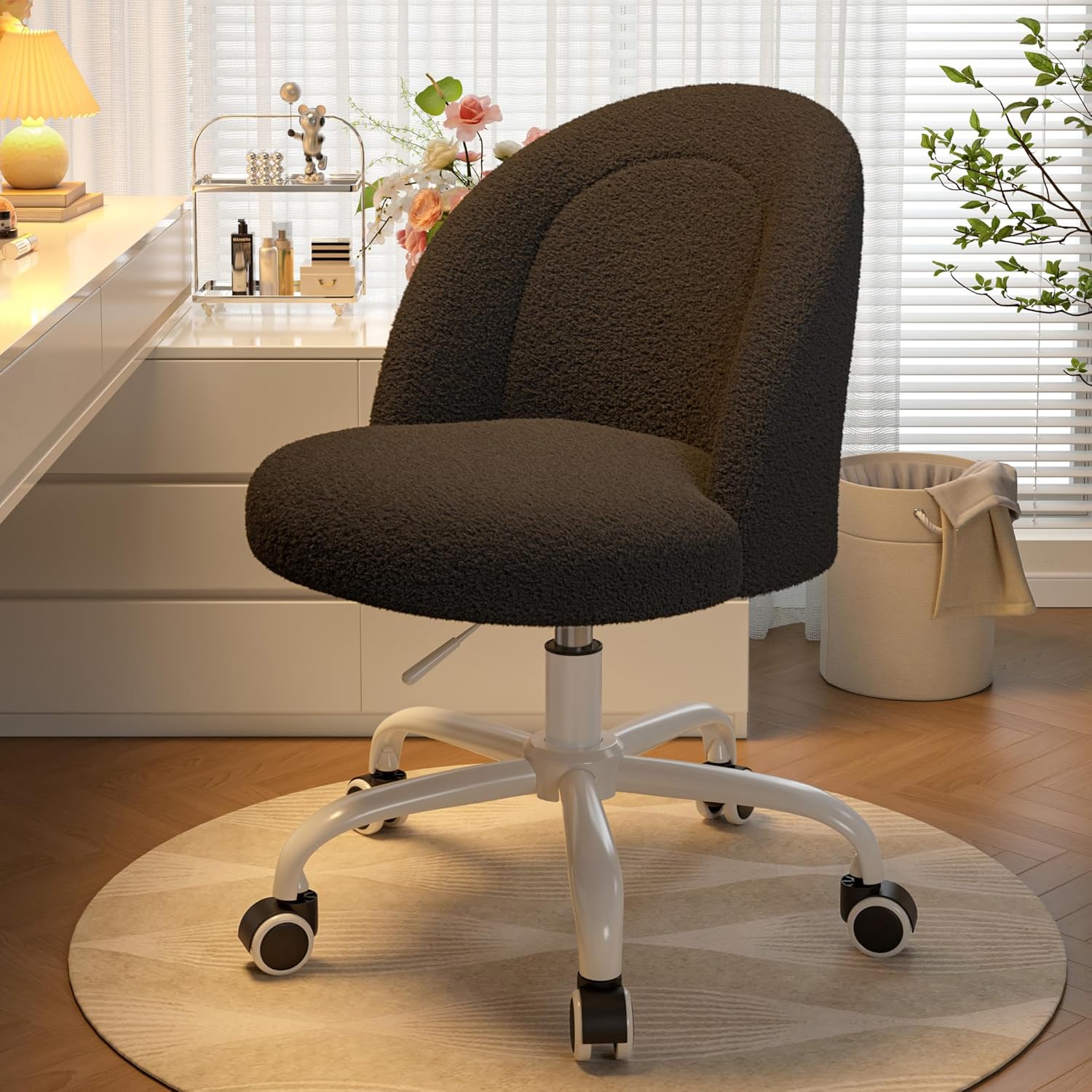 Vanity Chair with Back, Cute Desk Chair for Small Spaces