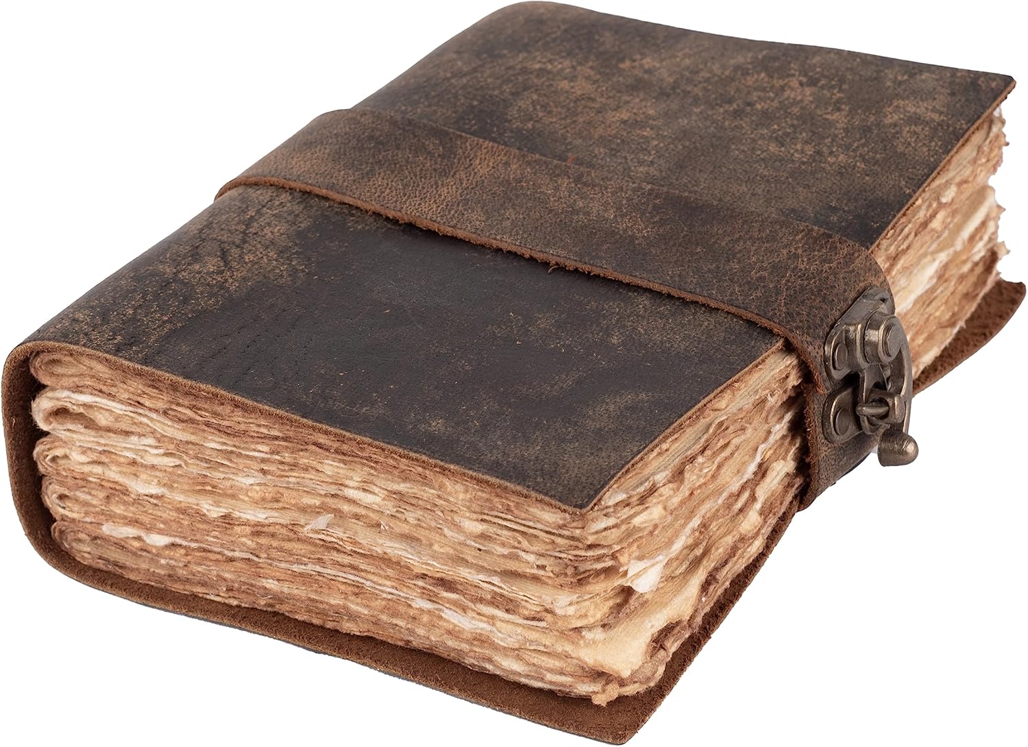Vintage Leather Journal with Lock Closure ~ Rustic Brown