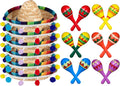 Wooden Fiesta Maracas and Mini Sombrero Party Set - 18 Pieces