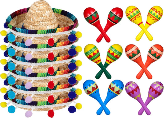 Wooden Fiesta Maracas and Sombrero Hats for Festive Celebrations