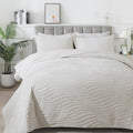 HoneiLife Quilt Set Queen Size - Velvet 3-Piece Stripe Quilt