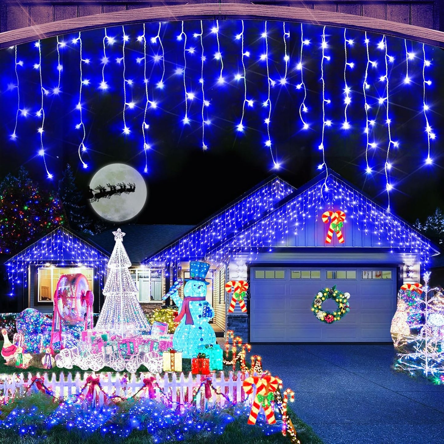 Heceltt Christmas Lights Outdoor - 164FT 1600 LED Ice Lights