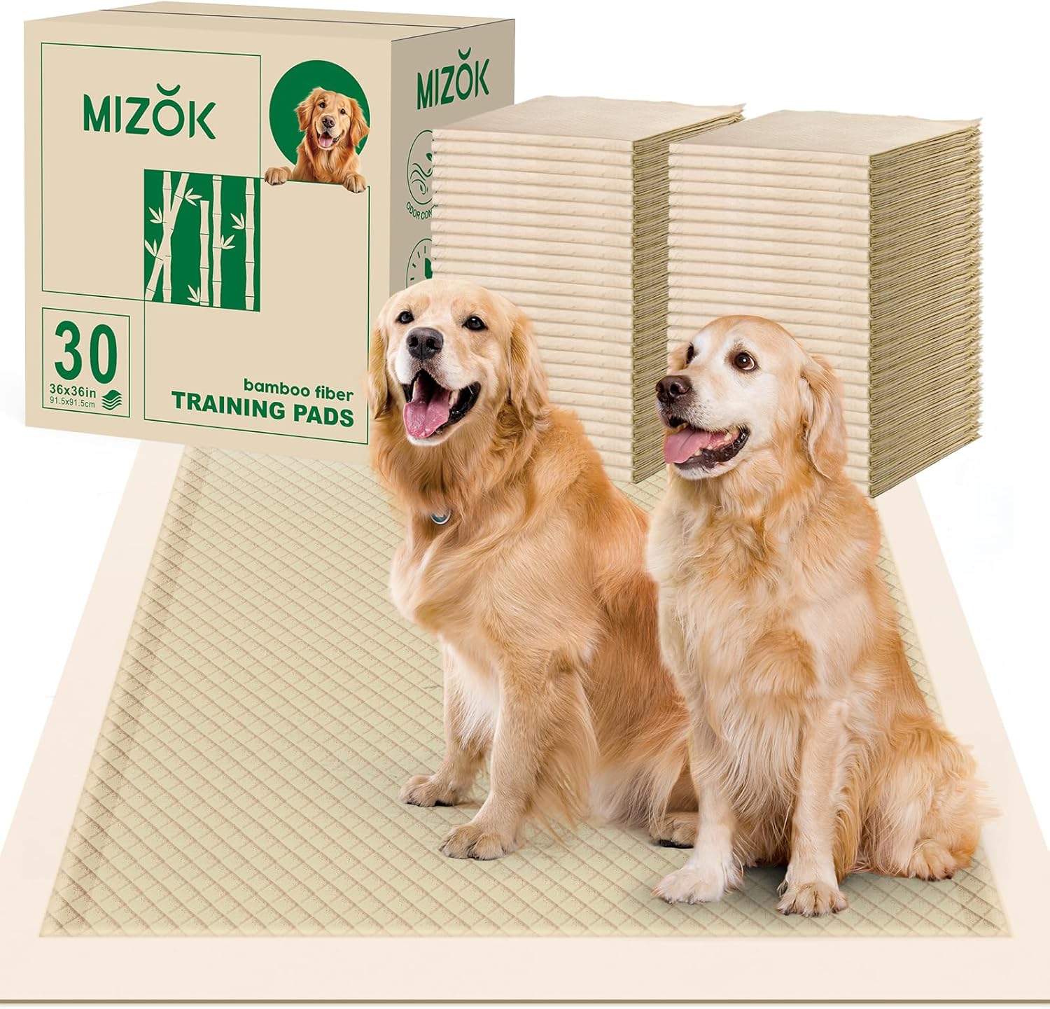 MIZOK Pee Pads for Dogs 36x36in Super Absorbent Leak-Proof