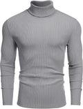 Men's Ribbed Turtleneck Sweater Casual Long Sleeve