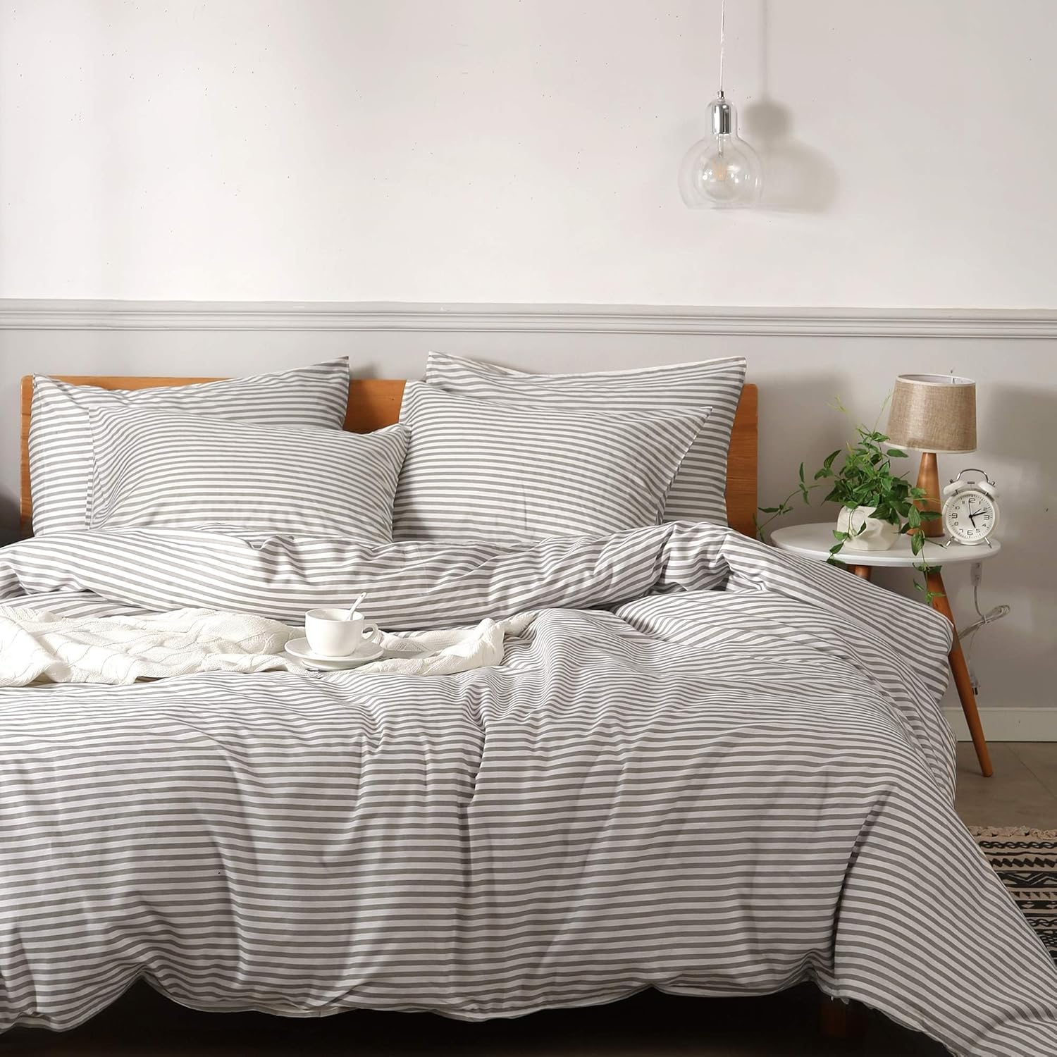 Natural Cotton Striped Duvet Cover Set for Comfortable Sleep
