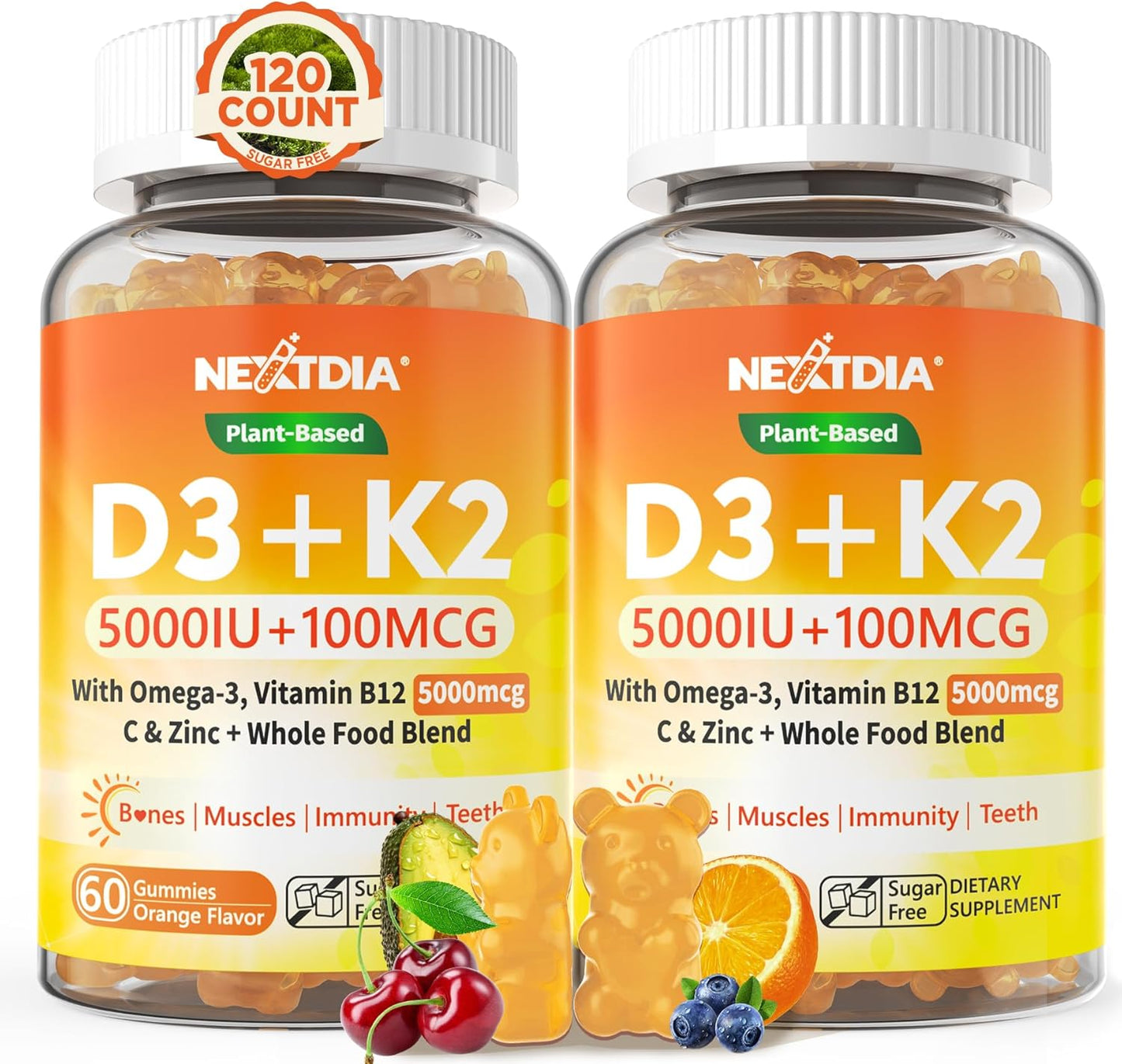 Vitamin D3 K2 Gummies with Omega-3 for Bone and Immune Support