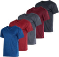 Real Essentials Mens V-Neck Performance Tee 5-Pack - Quick-Dry