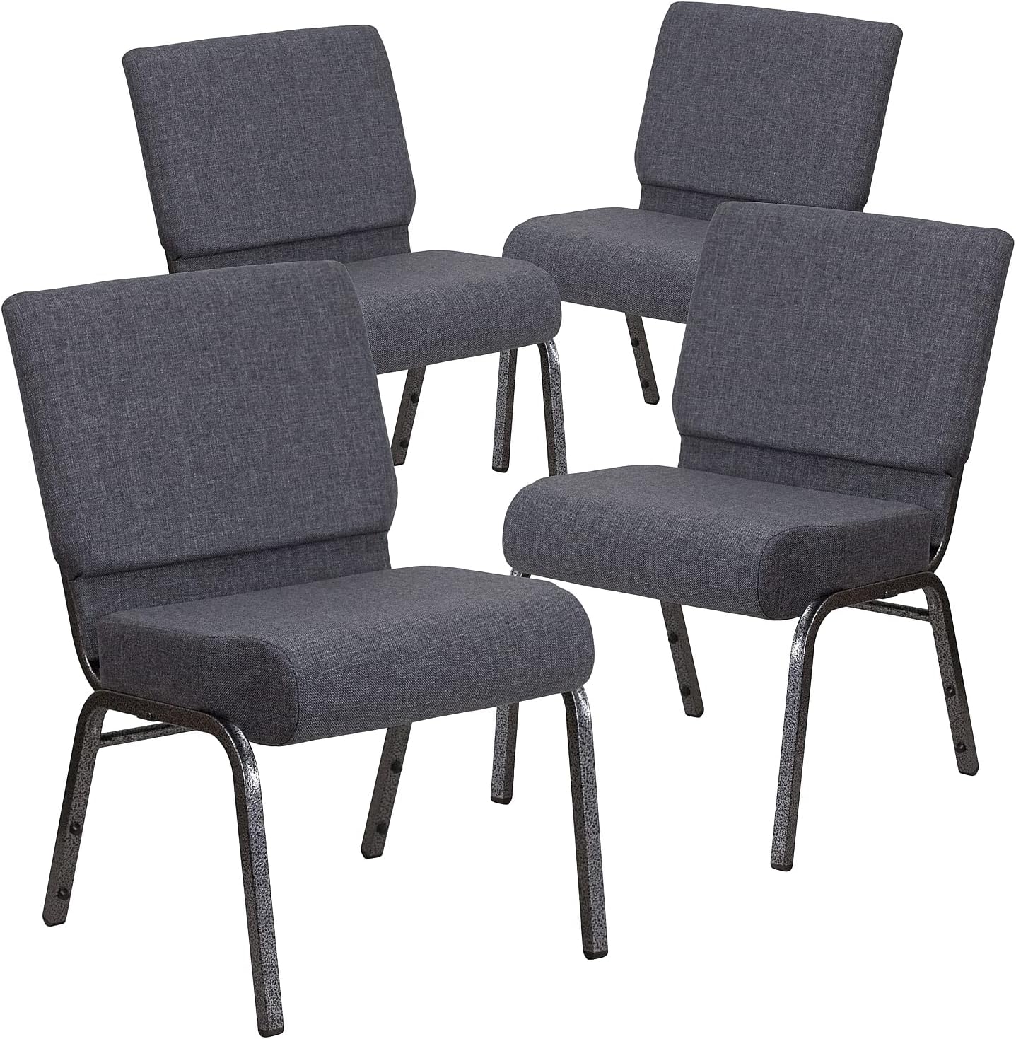HERCULES Series Dark Gray Fabric Church Chair 4 Pack Set
