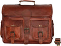 15 in leather messenger bag laptop case office briefcase - vintage