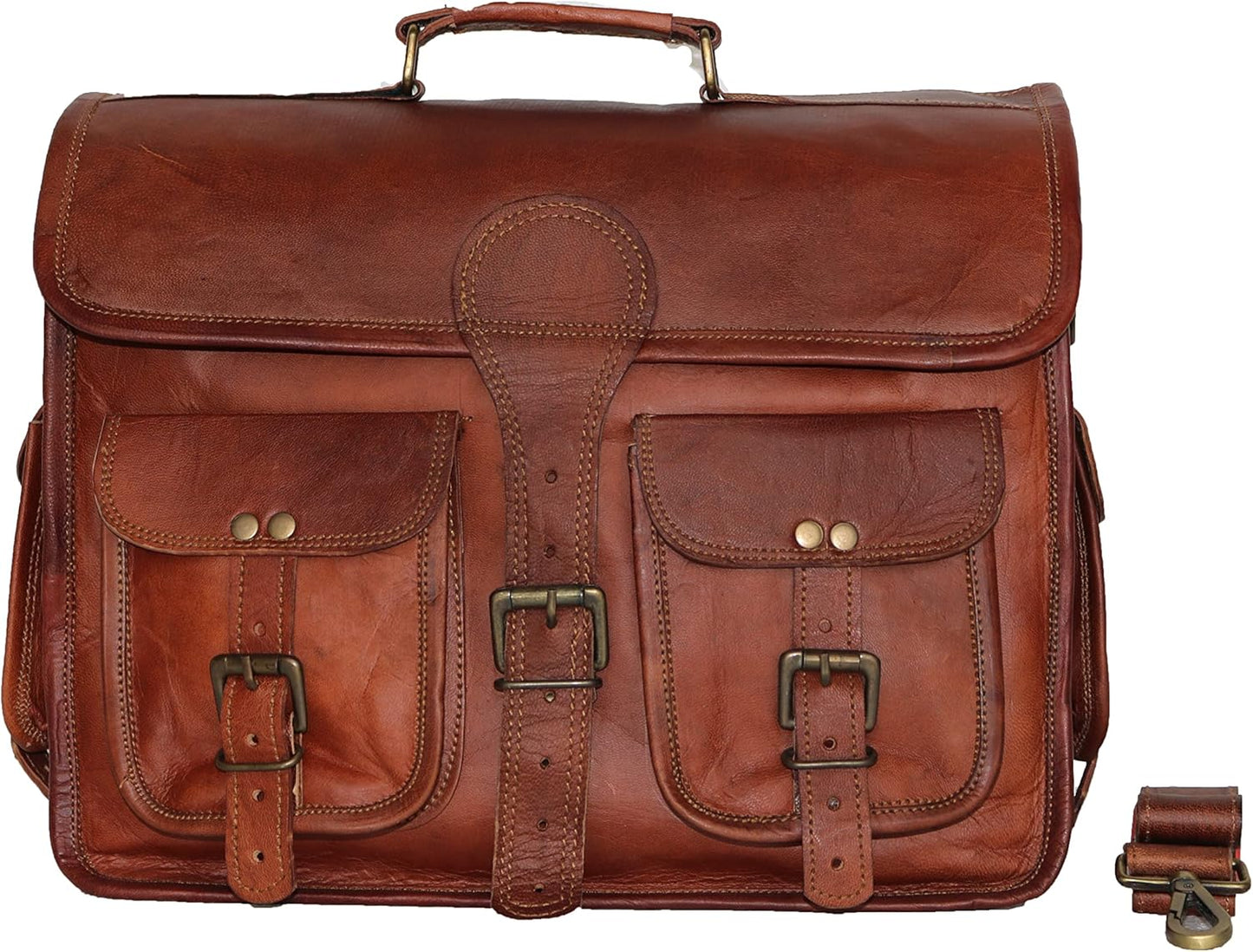 15 Inch Leather Messenger Bag for Laptop and Office Use