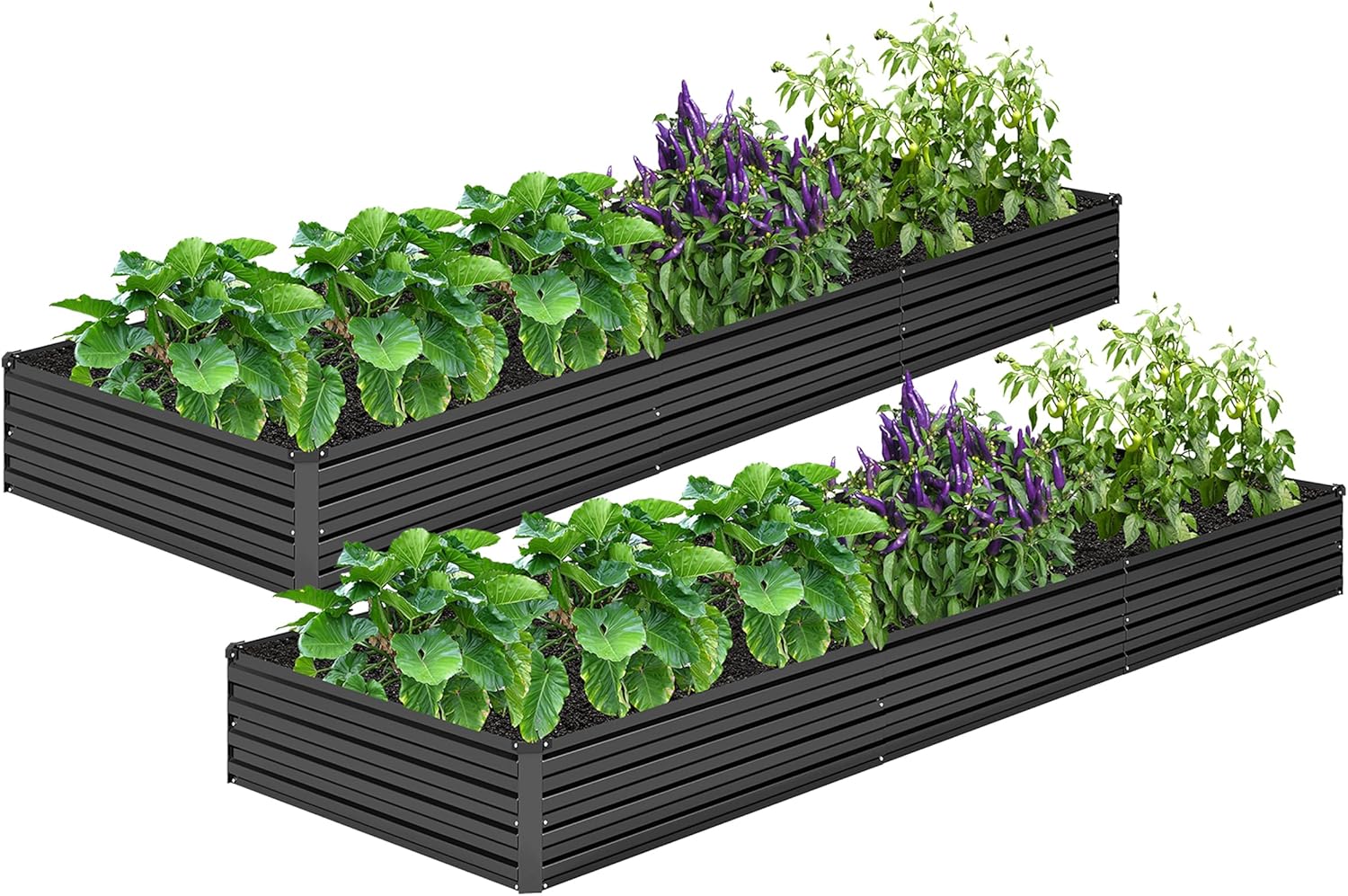 MGNO Galvanized Raised Garden Bed - 12x4x1FT Planter Box Set