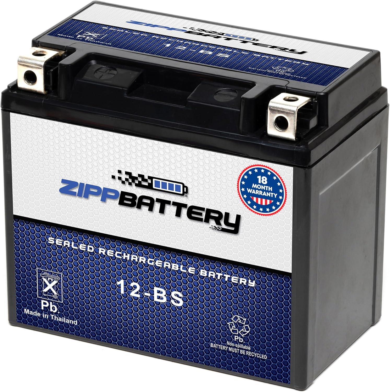 YTX12-BS 12V 180 CCA AGM Battery for ATV, Motorcycle, Jet Ski