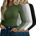 Neer 4 Pack Women's Ribbed Long Sleeve Shirts - Slim Cotton Basics are